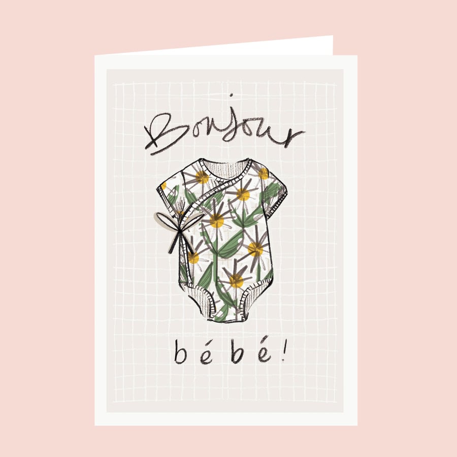 Bonjour Baby Card - Gender Neutral, Hi Baby Card