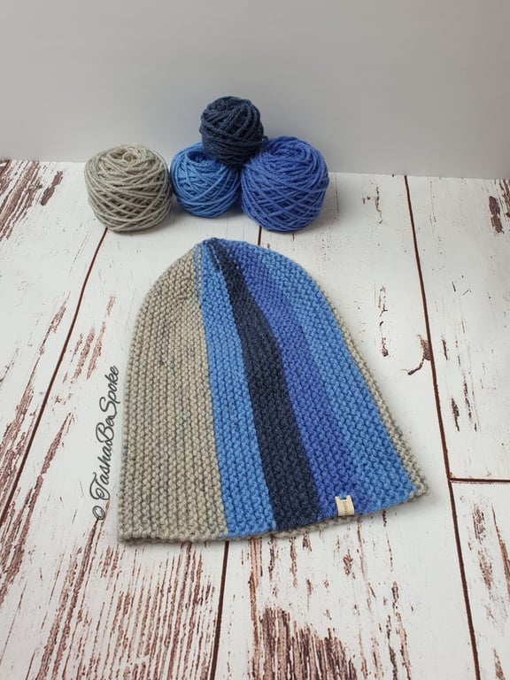 Hand knitted unisex hat, Winter slouchy hat, Chunky beanie, Gifts for men