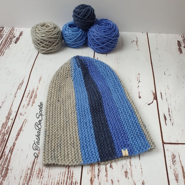 Hand knitted unisex hat, Winter slouchy hat, Chunky beanie, Gifts for men