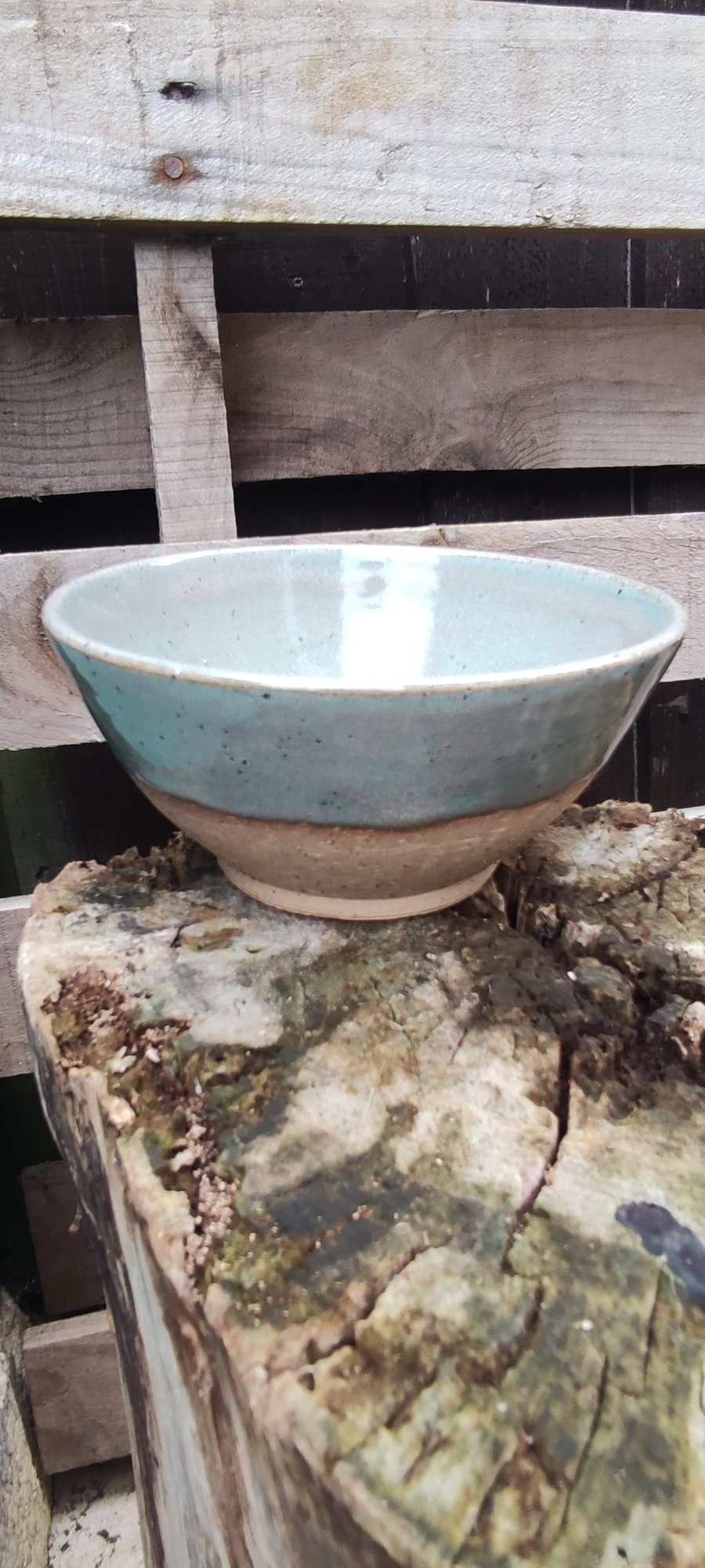 Green textured clay bowl