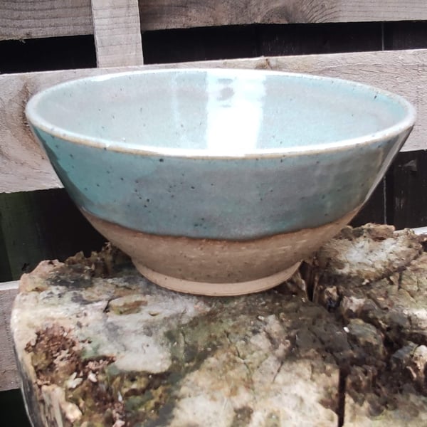 Green textured clay bowl