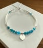 Blue Neon Apatite Gemstone Bracelet with Sterling Silver Heart Charm  - Image 9