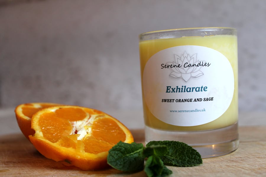 Sweet orange and Sage essential oil candle