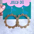Sparkle gold big flower hoop earrings, unique earrings for her, fun and floral