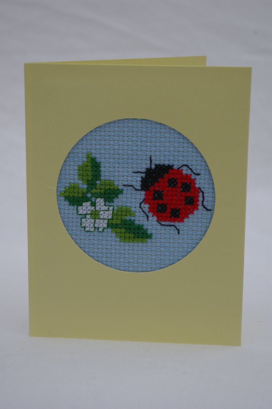 Card Cross Stitch Ladybird Card
