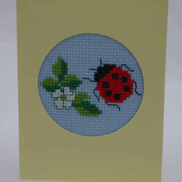 Card Cross Stitch Ladybird Card