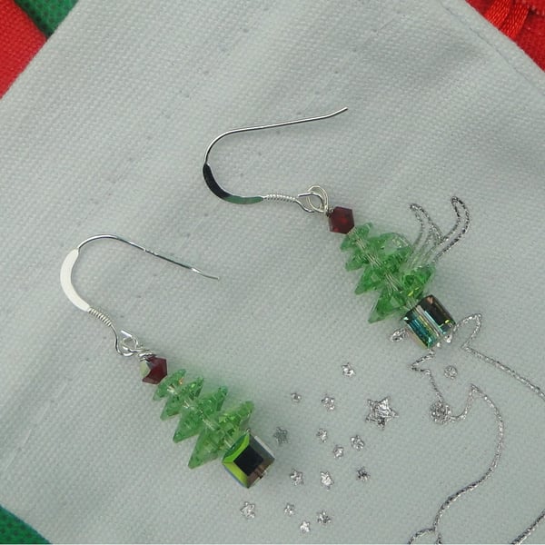 Sparkly Christmas Tree Earrings