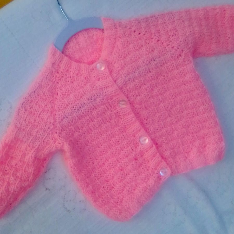 Baby's Brick Patterned Cardigan, New Baby Gift, Premature Sizes, Custom Make