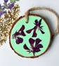 Pressed Pelargonium Flower Wood Slice Hanging Decoration Hand Painted