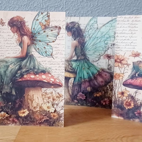 Set of 4 Handmade Blank Fairy Cards and Gift Tags