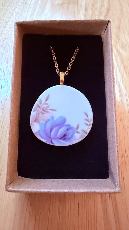 Upcycled bone china necklace floral flower