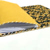 A6 Fold over handmade Leather yellow notebook journal floral fabric lining