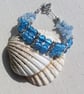 Blue Silver-Foil and Aquamarine Gemstone Crystal Beaded Bracelet - Image 1