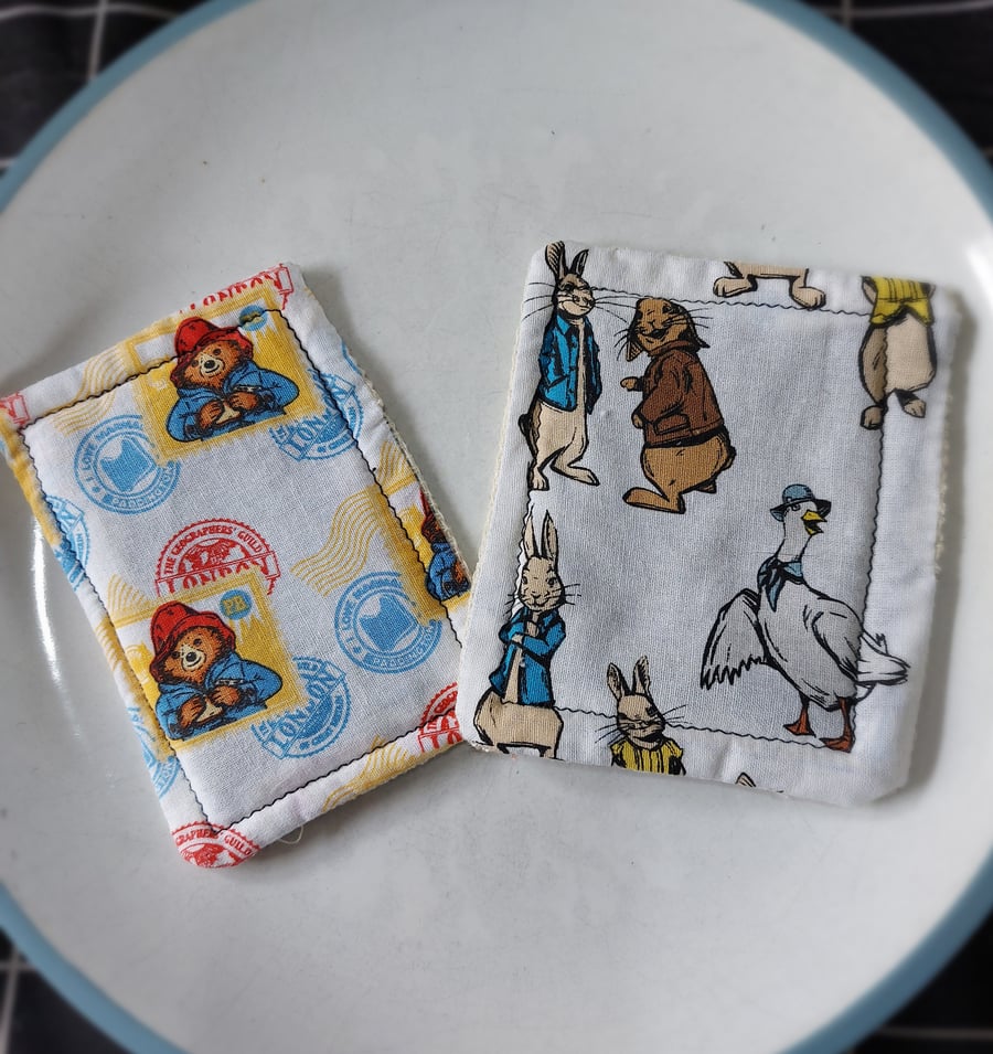 Dish cloths reusable eco-friendly Paddington Bear and Peter Rabbit