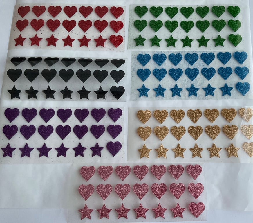Heart-shaped htv iron on vinyl decal stickers. 