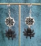 Polymer Clay Halloween Spider and Web Earrings, 316 Surgical Stainless Steel
