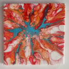 (48) Abstract Acrylic Art in  Red, Orange, Blue and White