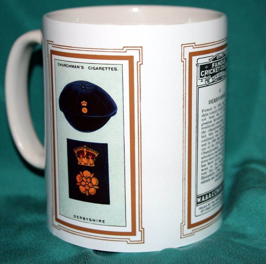 Cricket mug 1928 Derbyshire cricket colours vintage design mug