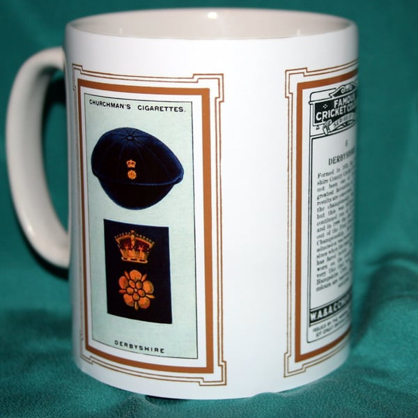 Cricket mug 1928 Derbyshire cricket colours vintage design mug