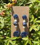 Chic Navy and Cream Pearl Shimmer Drop Earrings