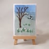 ACEO Winter Landscape Snowdrops and sheep