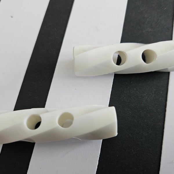 50mm (2") Italian white Fusili shape Toggle Buttons LAST 2 
