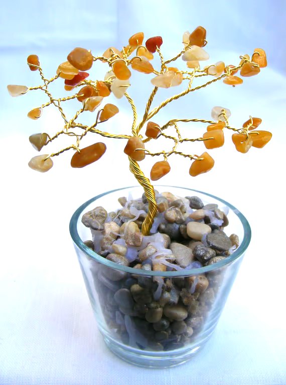 Yellow Jade Gemstone Tree of life ornament
