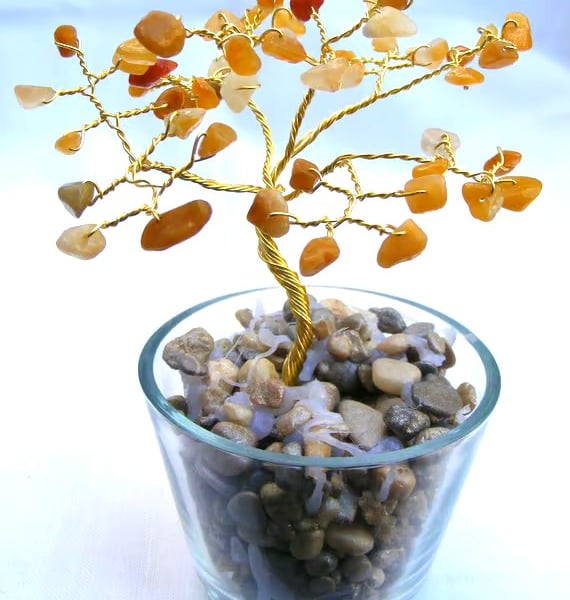 Yellow Jade Gemstone Tree of life ornament