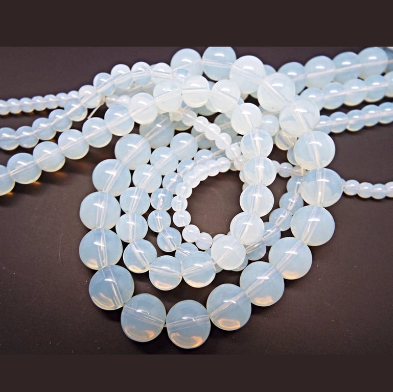 6mm Translucent Opalite Beads Round, White Faux Opal AA Craft Supplies