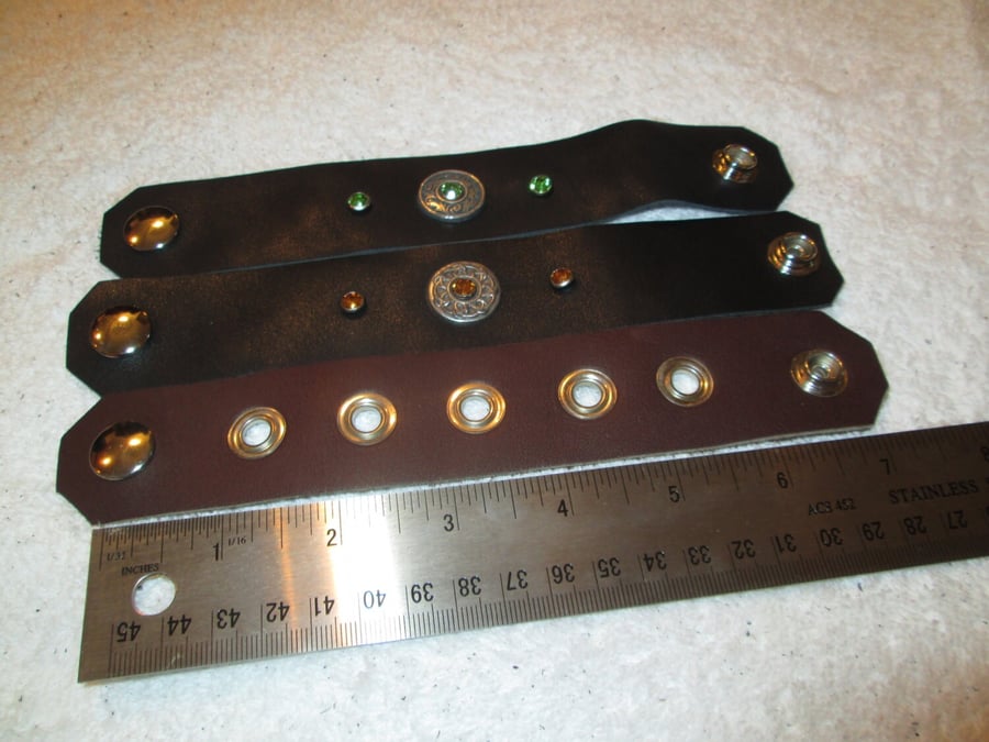 Bundle of 3 Leather Wristbands (6.5" Circumference) FREE SHIPPING