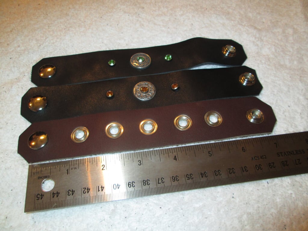 Bundle of 3 Leather Wristbands (6.5" Circumference) FREE SHIPPING