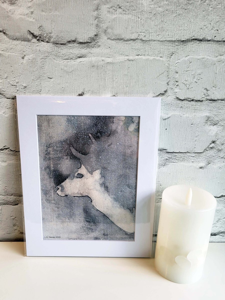 Mixed Media Art Print (Mounted) - 'Stag' Limited Edition