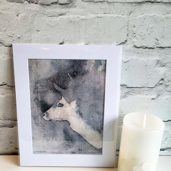 Mixed Media Art Print (Mounted) - 'Stag' Limited Edition