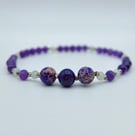 Jasper, Amethyst & Labradorite Bracelet, February Birthday, Valentine Gift
