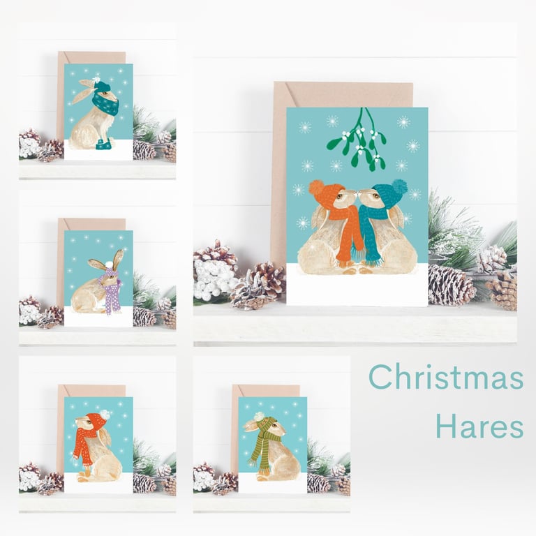 Hare Christmas Cards pack special offer