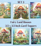 Fairyland Mushroom Houses  Set of 6 Square Card Toppers for Card Making