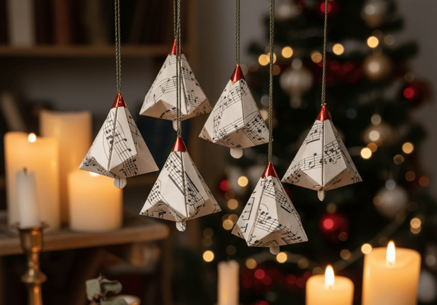 Christmas Ornaments Set of 6 - Vintage Sheet Music - Unique Decor