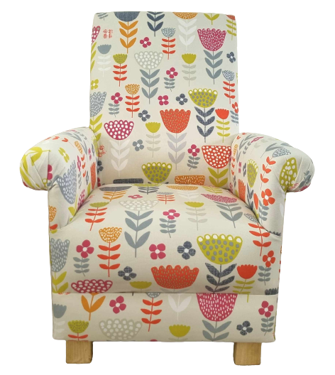 Fryetts Annika Tutti Frutti Fabric Adult Chair Retro Floral Armchair Accent 
