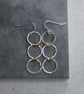 Recycled Sterling Silver Triple Circle Drop Earring with Gold Plated Wire