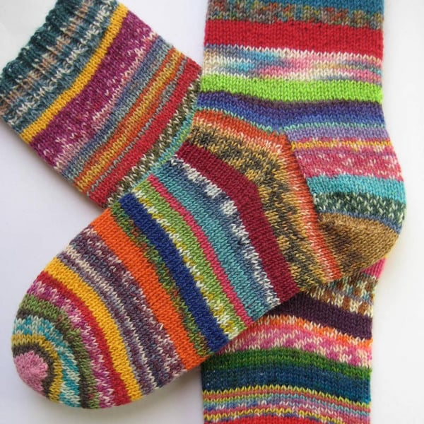 hand knit womens wool socks UK 4-6