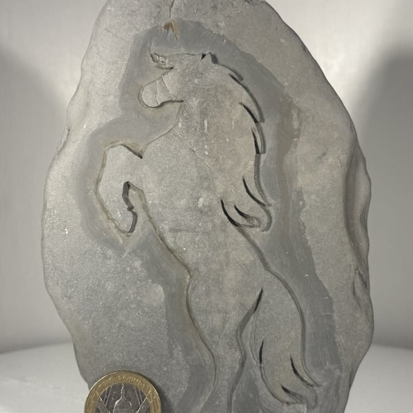 Rearing Horse engraved in Devonian Mudstone