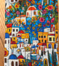 Mediterranean Village Style Quilted Fabric Glasses Case - Image 3