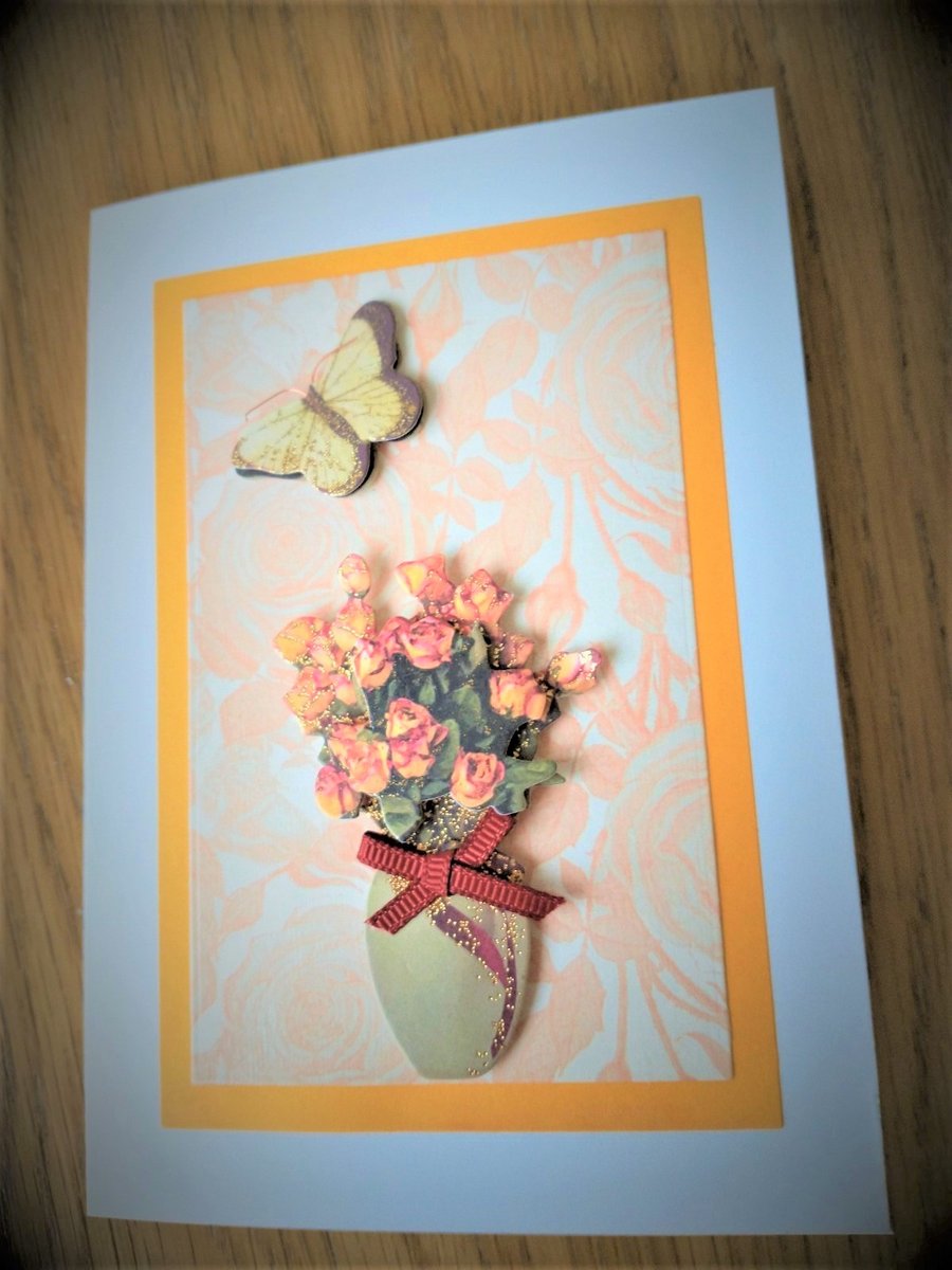 Vase of Roses decoupage