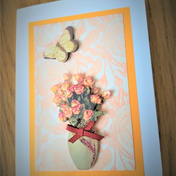 Vase of Roses decoupage