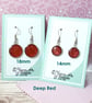Deep red dangle earrings, lightweight circular drop earrings for women - Image 1