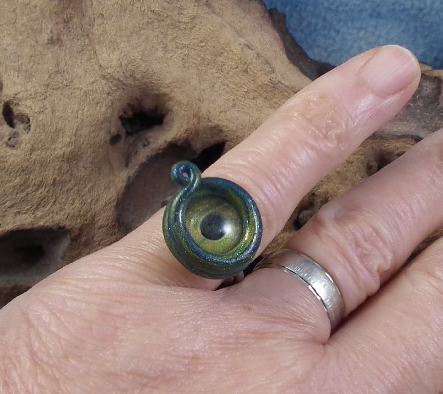 Sale Magical Dragon's Eye ring boxed OOAK Sculpt by Ann Galvin