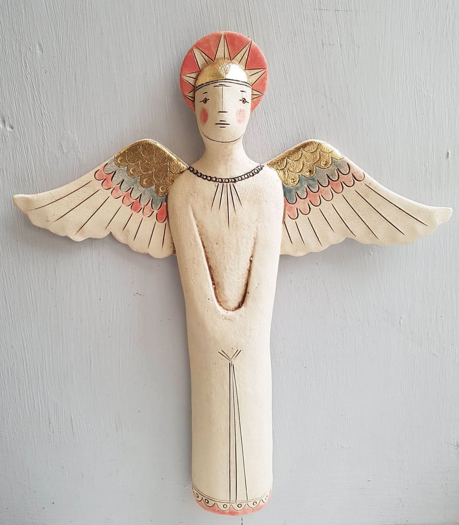Male Angel Form-ceramic wall art-angel sculpture-gift for him-free shipping