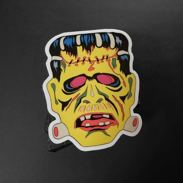 Frankensteins Monster Vintage Style Halloween Mask Sticker 