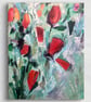 Abstract Floral Original Painting on Canvas, 11x14 inch 