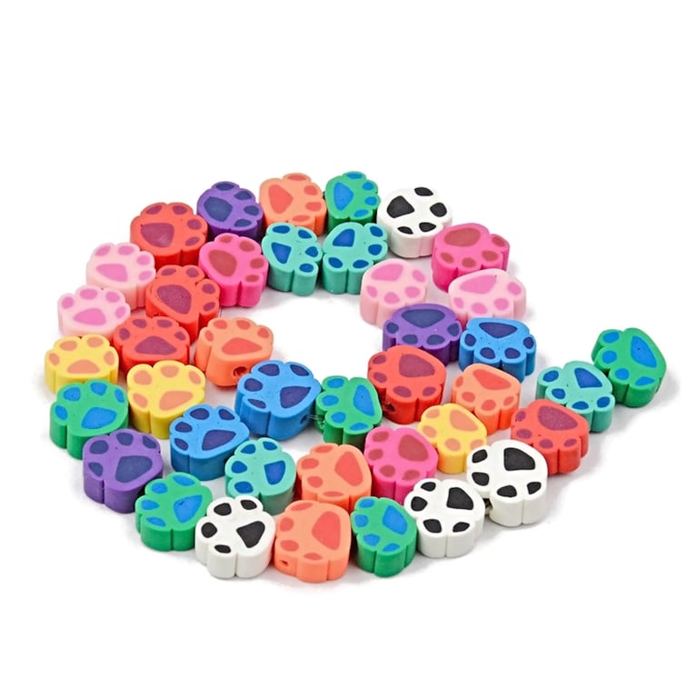 Paw Bead Strand, Aprx 40Pcs, 10x8mm, Fun Puppy, Dog, Animal Jewellery Making